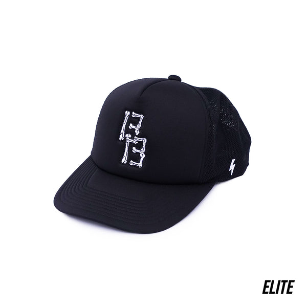 BB BONE LOGO ELITE TRUCKER HAT - BLACK/WHITE