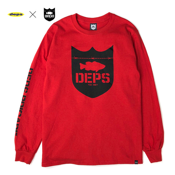 DEPS BRIGADE SHIELD LOGO L/S TEE - RED/BLACK S