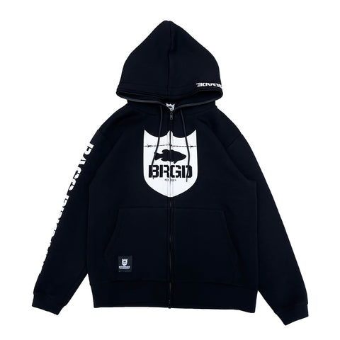 BRGD HALF TECH FULL ZIP HOODY - BLACK - S