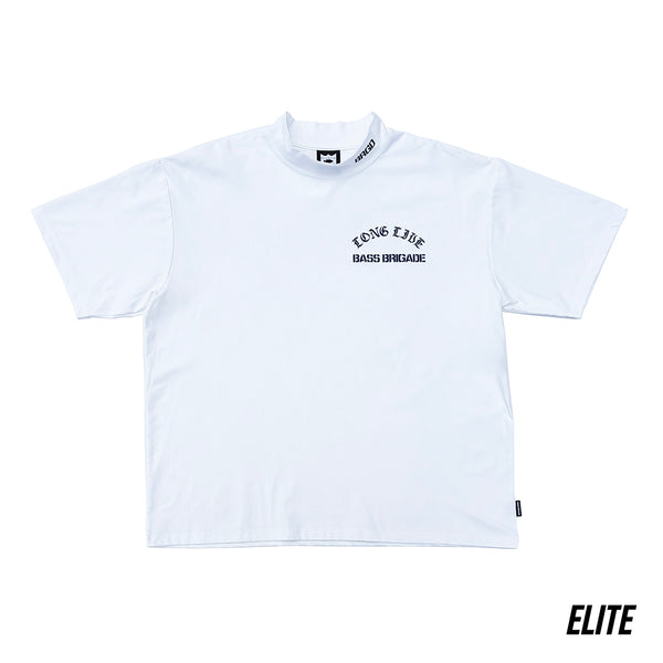 希少！限定コラボ！美品！Mサイズ！BASS BRIGADE Tシャツ ホワイト LONG LIVE BRGD MOCK NECK ELITE DRY TEE - WHITE/NAVY