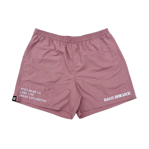 BASS BRIGADE EMBROIDERY NYLON SHORTS - ROSE