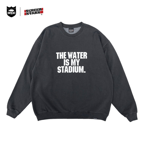 SCREEN STARS × BASS BRIGADE SHIELD IN THE MOUTH SWEAT SHIRTS - L BLACK