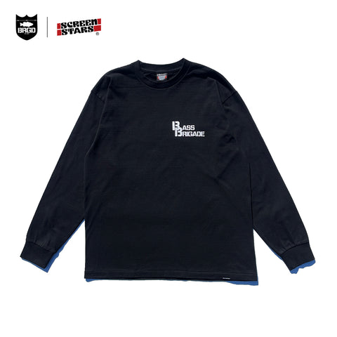 SCREENSTARS × BASS BRIGADE BB WORDMARK LS TEE - BLACK/WHITE - M