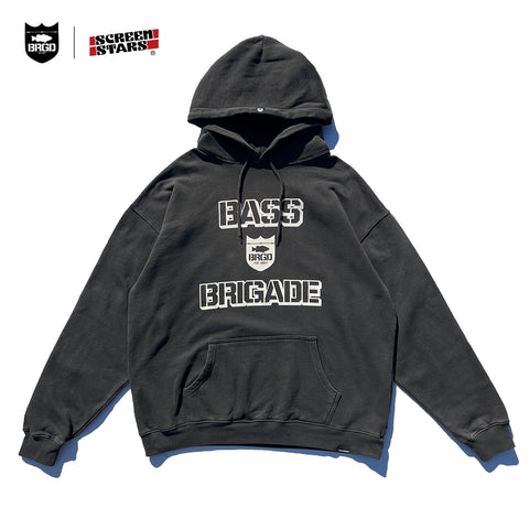 SCREEN STARS × BASS BRIGADE PIGMENT HOODY - L BLACK