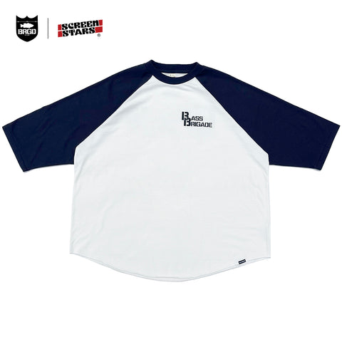 SCREENSTARS × BASS BRIGADE RAGLAN SLEEVE TEE - V/WHITE×NAVY