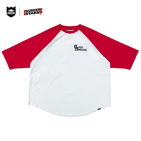 SCREENSTARS × BASS BRIGADE RAGLAN SLEEVE TEE - V/WHITE×RED