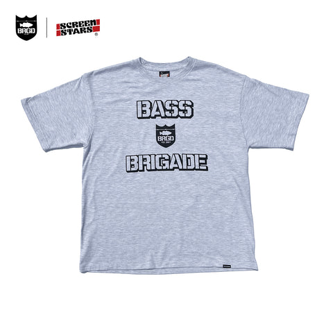 SCREEN STARS × BASS BRIGADE BRGD COLLEGE TEE - ASH