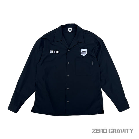 BRGD ZERO GRAVITY NYLON OPEN COLLAR SHIRTS - BLACK