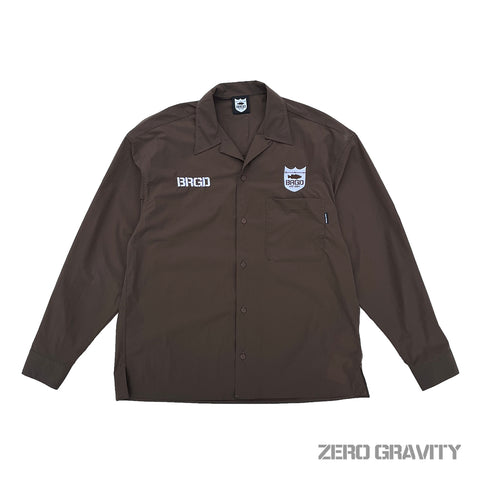 BRGD ZERO GRAVITY NYLON OPEN COLLAR SHIRTS - BROWN