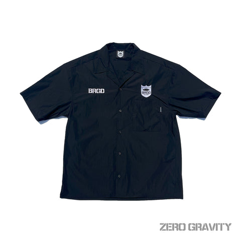 BRGD ZERO GRAVITY NYLON SHORTSLEEVED OPEN COLLAR SHIRTS - BLACK