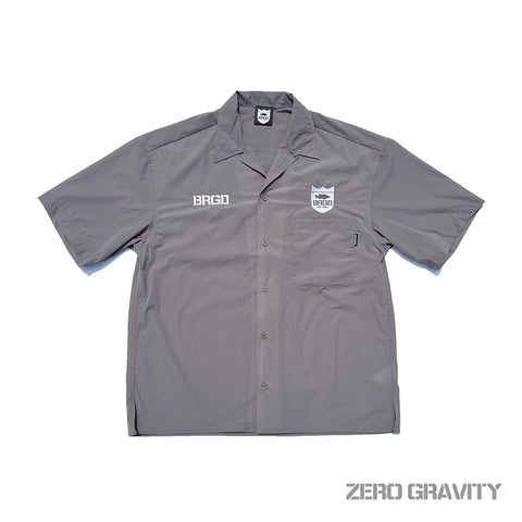 BRGD ZERO GRAVITY NYLON SHORTSLEEVED OPEN COLLAR SHIRTS - MOSS GREY