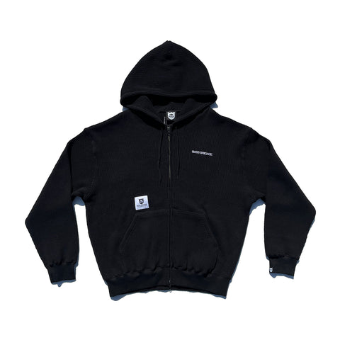 BRGD WAFFLE ZIP HOODIE - BLACK