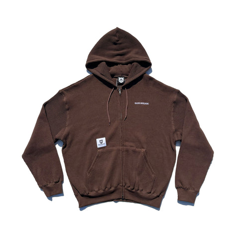 BRGD WAFFLE ZIP HOODIE - BROWN