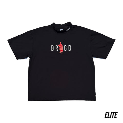 BRGD MAN MOCK NECK ELITE DRY TEE - BLACK/RED/WHITE