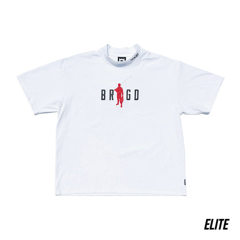 BRGD MAN MOCK NECK ELITE DRY TEE - WHITE/RED/BLACK