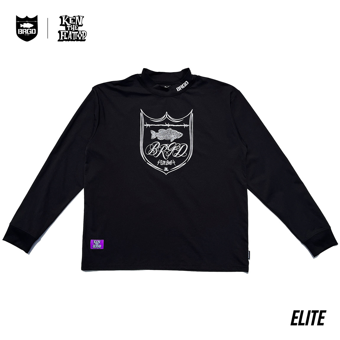 KTF × BASS BRIGADE MOCK NECK ELITE DRY L/S TEE - BLACK/WHITE