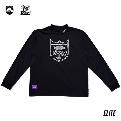 KTF × BASS BRIGADE MOCK NECK ELITE DRY L/S TEE - BLACK/WHITE