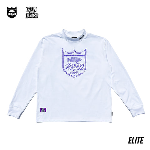 KTF × BASS BRIGADE MOCK NECK ELITE DRY L/S TEE - WHITE/PURPLE