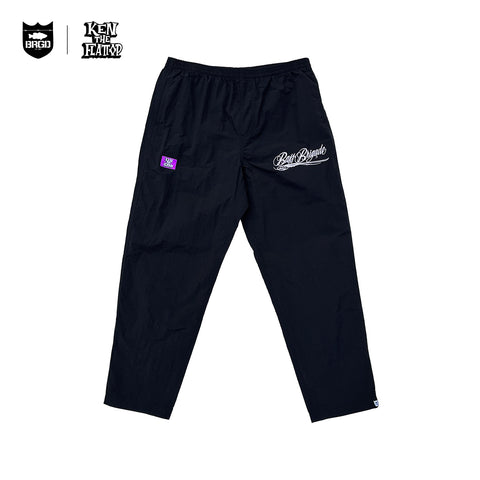 KTF × BASS BRIGADE EMBROIDERY NYLON PANTS - BLACK