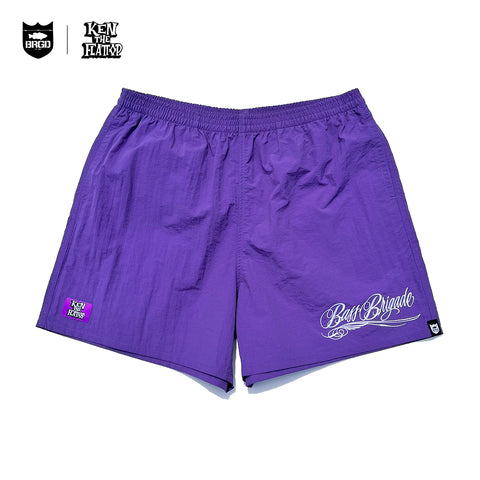 KTF × BASS BRIGADE EMBROIDERY NYLON SHORTS - PURPLE
