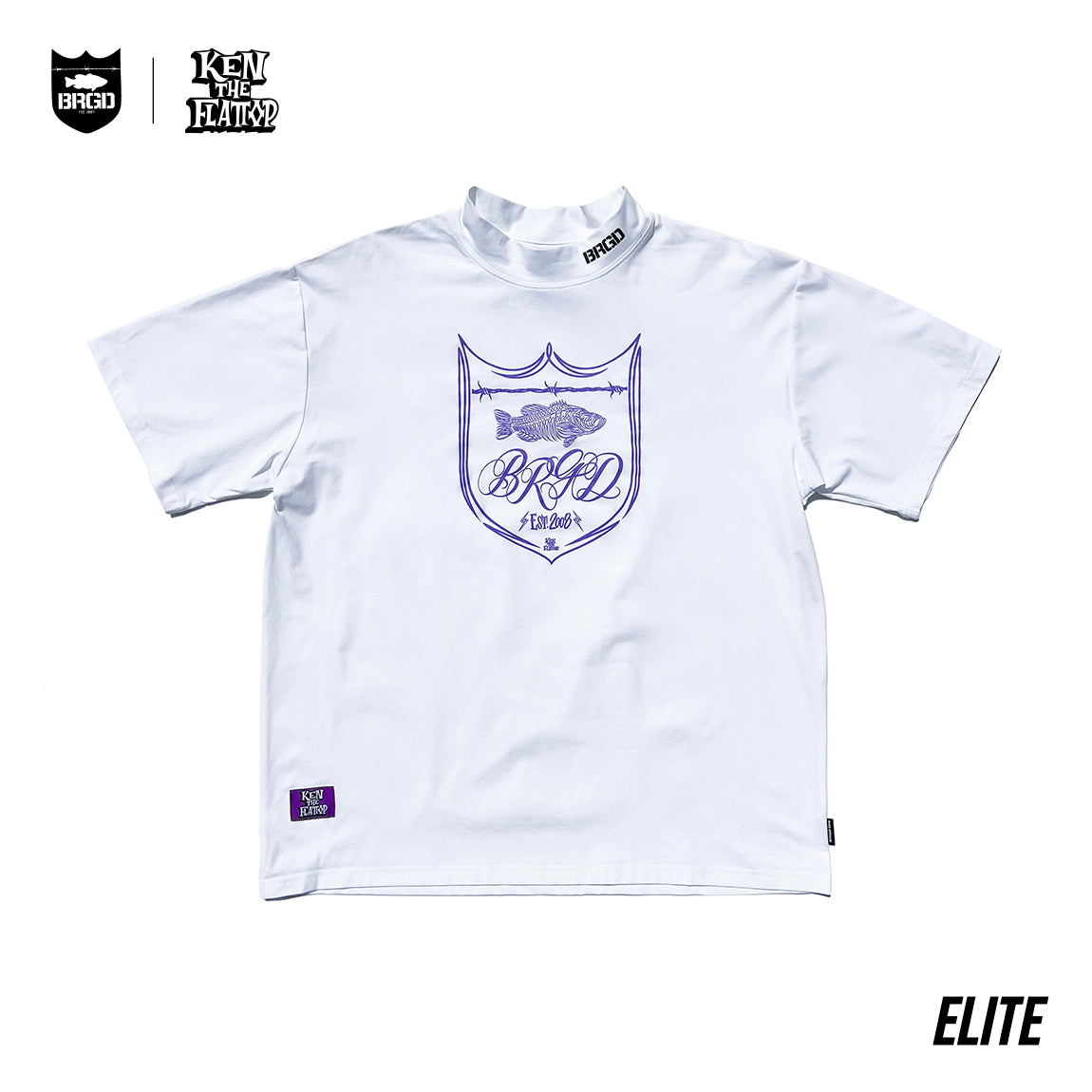 KTF × BASS BRIGADE MOCK NECK ELITE DRY TEE - WHITE/PURPLE