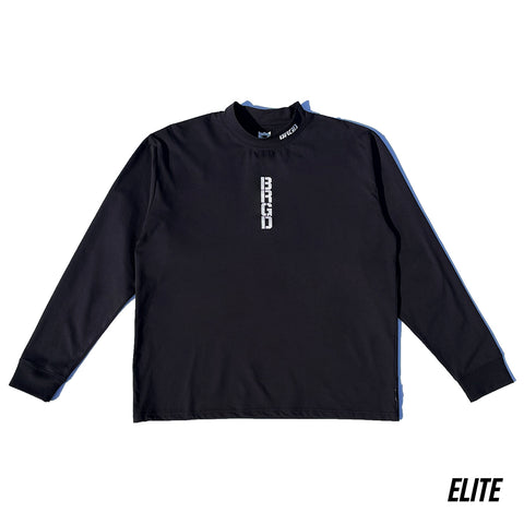 BRGD VERTICAL LOGO MOCK NECK ELITE DRY L/S TEE - BLACK