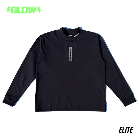 BRGD VERTICAL LOGO MOCK NECK ELITE DRY L/S TEE - BLACK/GLOW