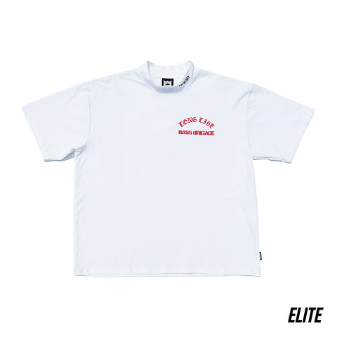 LONG LIVE BRGD MOCK NECK ELITE DRY TEE - WHITE/RED