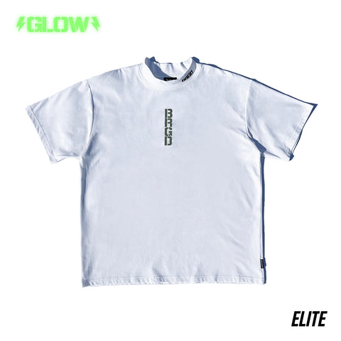 BRGD VERTICAL LOGO MOCK NECK ELITE DRY TEE - WHITE/GLOW