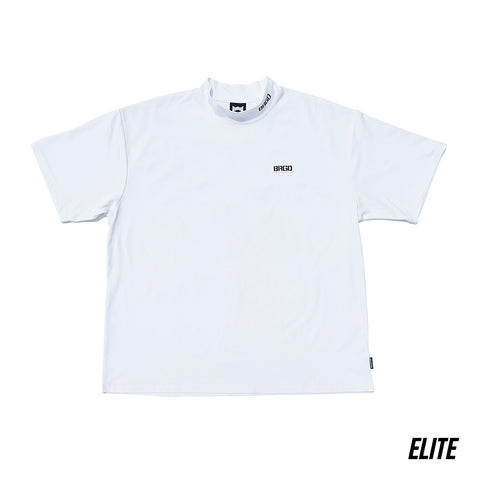 BRGD LOGO MOCK NECK ELITE DRY TEE - WHITE/WHITE