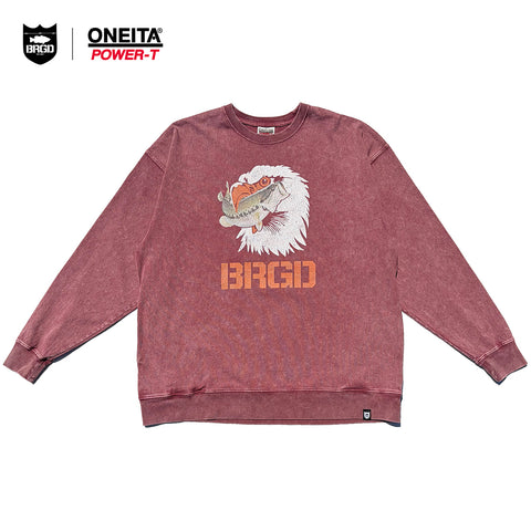ONEITA× BASS BRIGADE CHEMICAL WASH L/S TEE - BURGUNDY