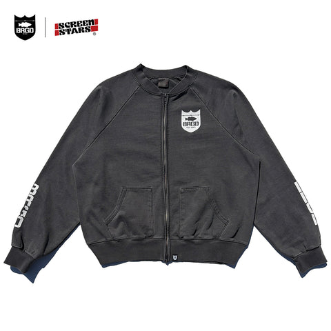SCREEN STARS × BASS BRIGADE PIGMENT DYEING TRACK JACKET - BLACK