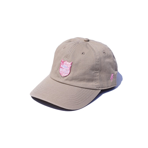SHIELD LOGO COTTON CAP - KHAKI/PINK