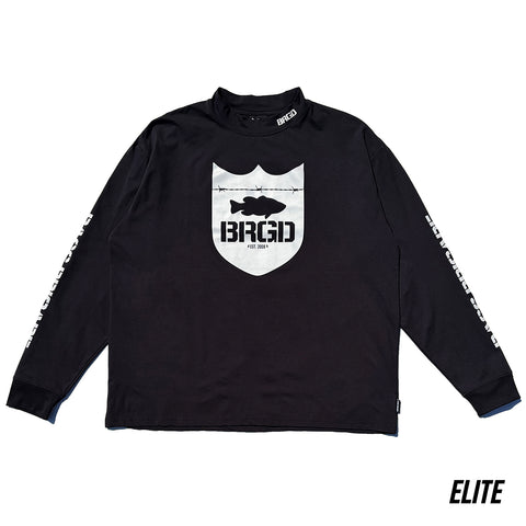 SHIELD LOGO MOCK NECK ELITE DRY L/S TEE - BLACK