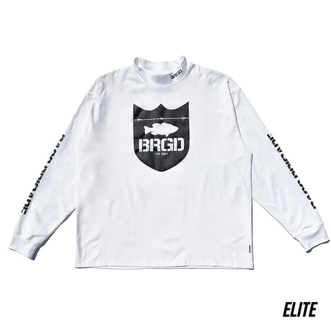 SHIELD LOGO MOCK NECK ELITE DRY L/S TEE - WHITE