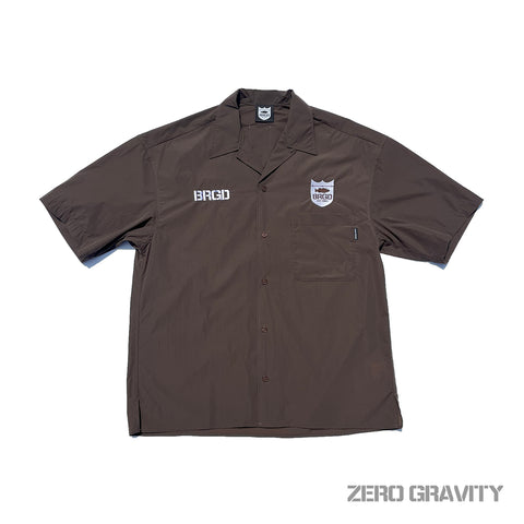 BRGD ZERO GRAVITY NYLON SHORTSLEEVED OPEN COLLAR SHIRTS - BLACK