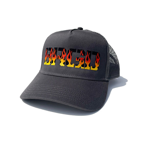 Flame BRGD Logo Trucker Hat - Charcoal/Red